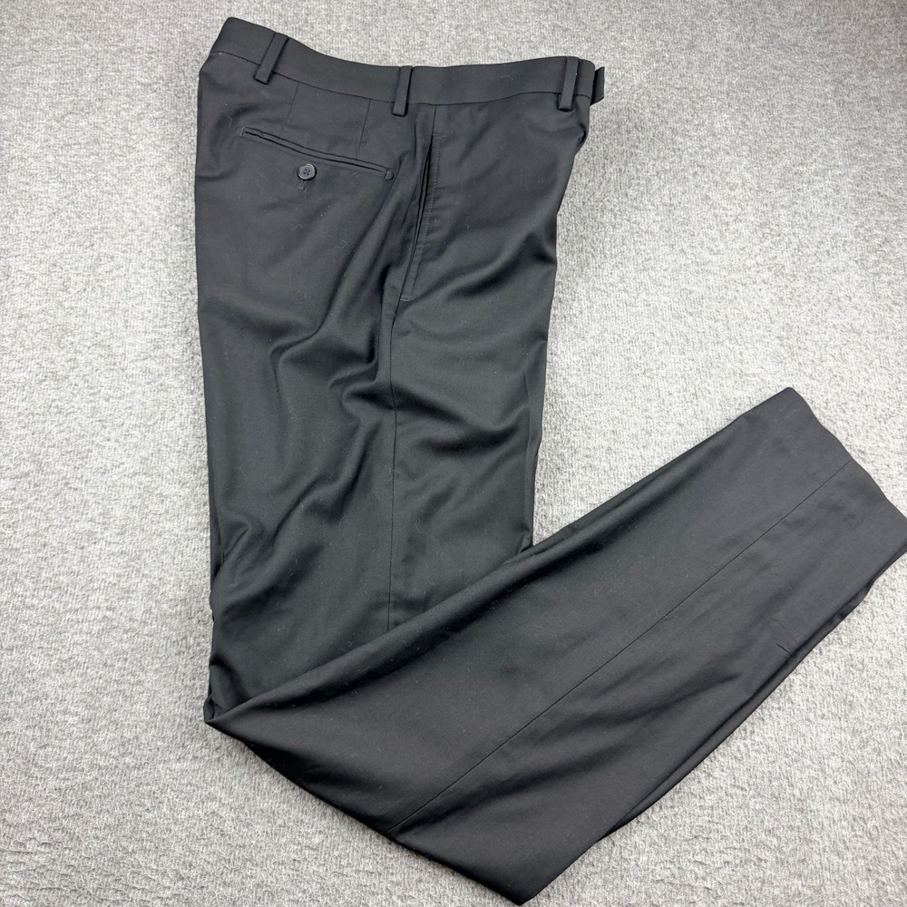 Calvin Klein Dress Pants Mens 31x32 Black Slim Fit Flat Front Poly Rayon Spandex